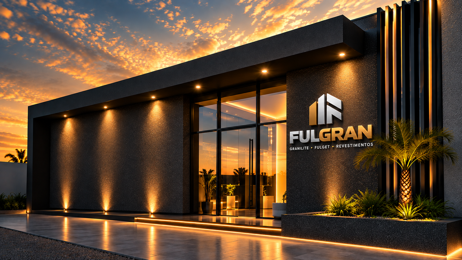 Fachada aprovada da FULGRAN com revestimento em pedra escura
