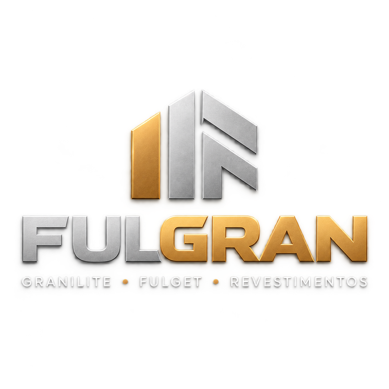 Logotipo oficial FULGRAN em aplicação tridimensional sobre parede escura